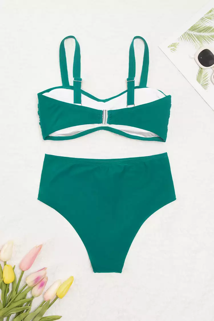 Cupshe Emerald Crisscross Plus Size Bikini & High Waist Bottom Set 4 Cupshe Emerald Crisscross Plus Size Bikini & High Waist Bottom Set - Image 4
