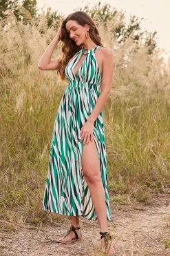 Cupshe Zariyah Zebra Print O-Ring Ruching Cut Out Maxi Dress