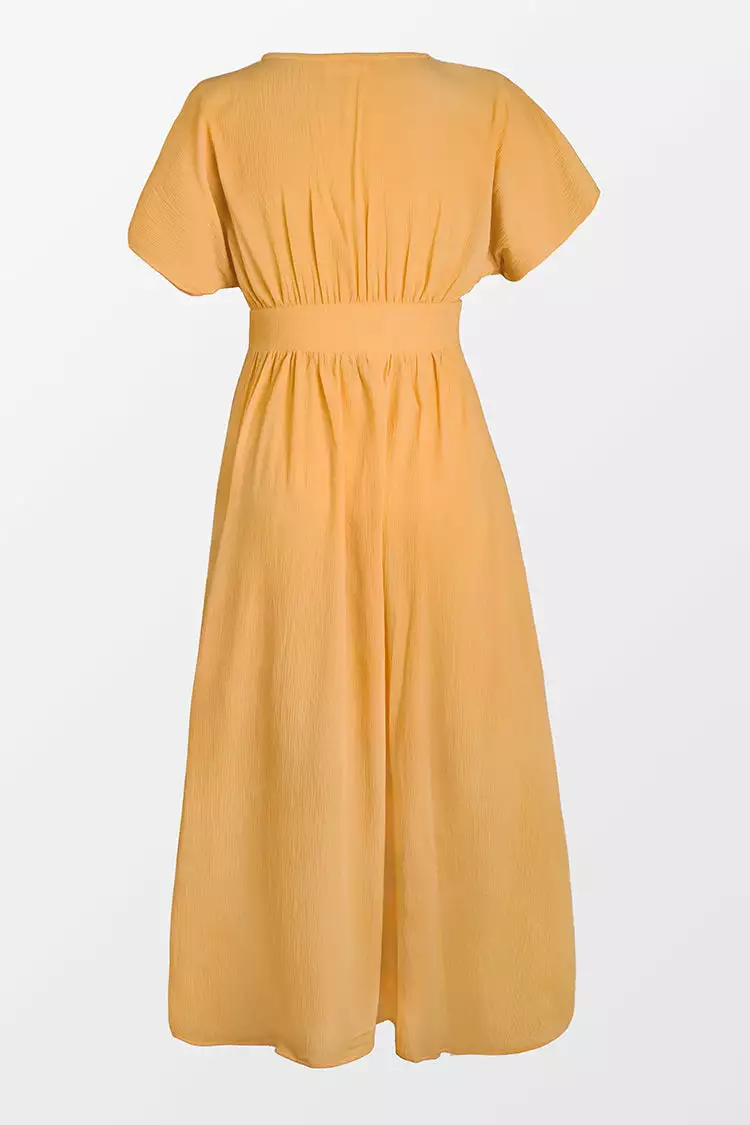 Cupshe Aubriella Yellow Button Front Split Dress 4 Cupshe Aubriella Yellow Button Front Split Dress - Image 4