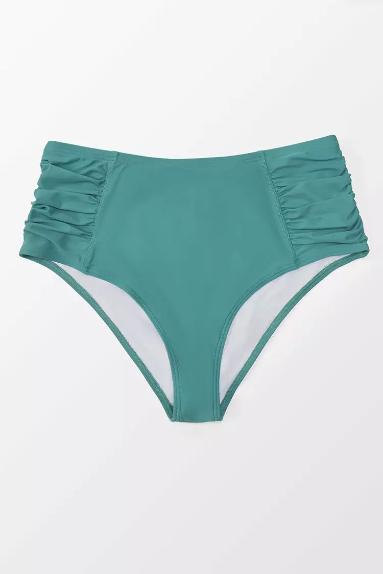 Cupshe Myah Green Ruched High Waisted Plus Size Bikini Bottom 3 Cupshe Myah Green Ruched High Waisted Plus Size Bikini Bottom - Image 3