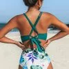 Cupshe Tropical Palms Twist-Front High Waisted Bikini