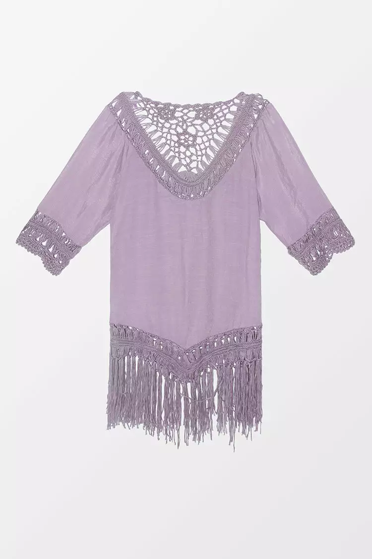 Cupshe Sadie Crochet Fringe Half Sleeve Cover Up 4 Cupshe Sadie Crochet Fringe Half Sleeve Cover Up - Image 4