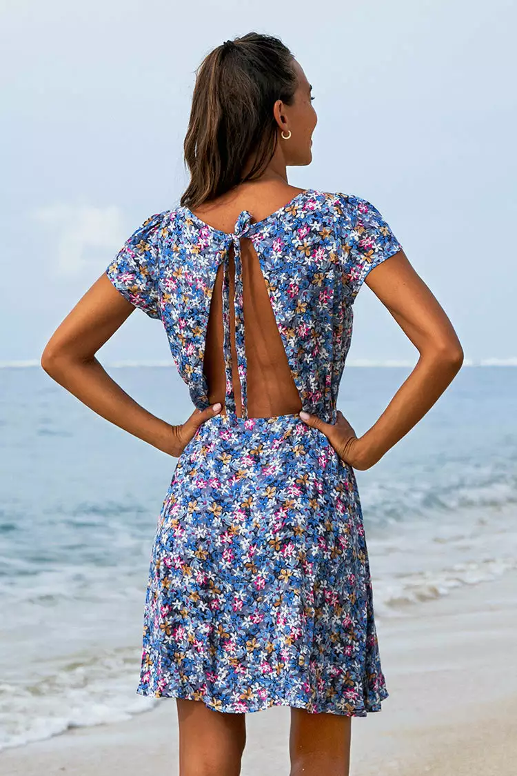Cupshe Blue Floral Open Back Short Dress 6 Cupshe Blue Floral Open Back Short Dress - Image 6