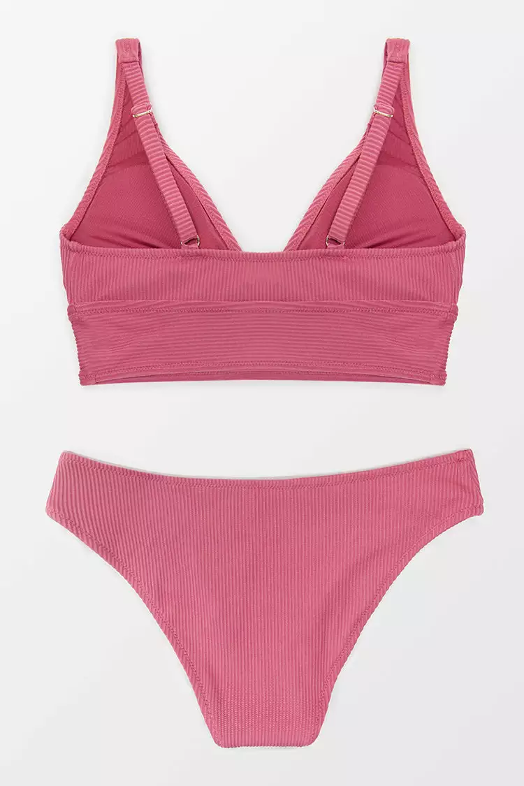Cupshe Sydnee Rib V-neck Low Waisted Bikini 4 Cupshe Sydnee Rib V-neck Low Waisted Bikini - Image 4
