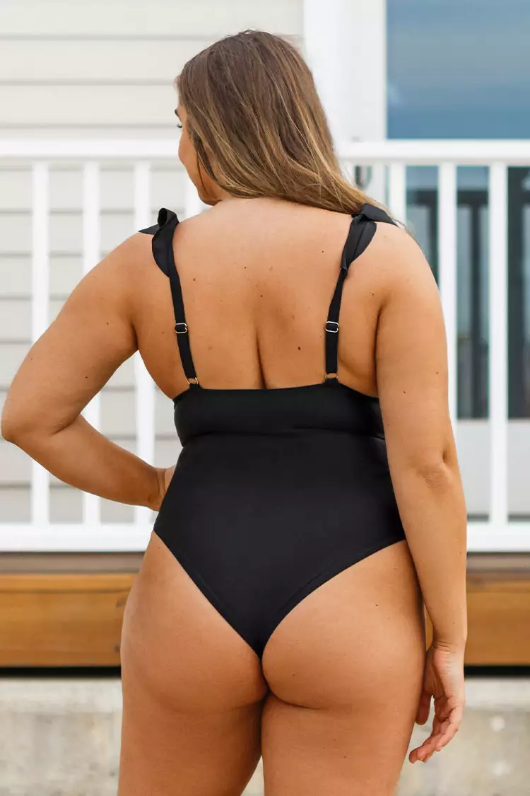 Cupshe Serena Black Ruffle Plus Size One Piece Swimsuit 4 Cupshe Serena Black Ruffle Plus Size One Piece Swimsuit - Image 4