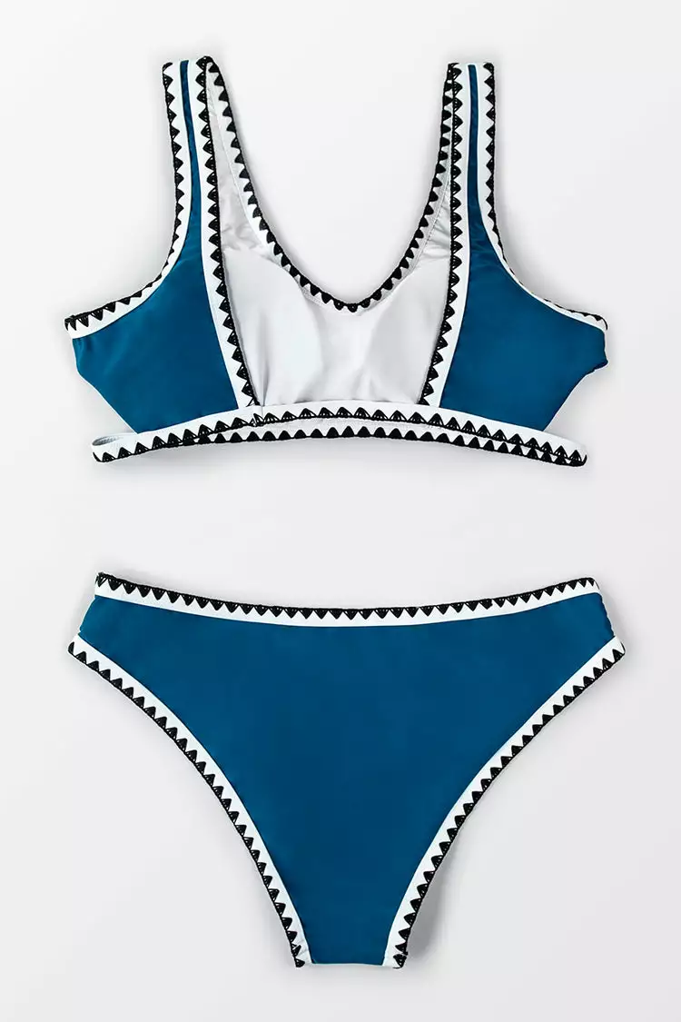 Cupshe Sporty Blue and Black Crochet Bikini 4 Cupshe Sporty Blue and Black Crochet Bikini - Image 4