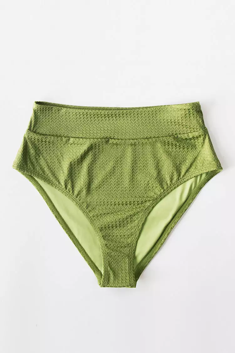 Cupshe Green Textured High Waisted Bikini Bottom 3 Cupshe Green Textured High Waisted Bikini Bottom - Image 3