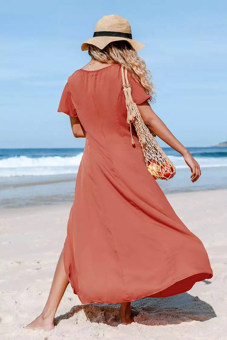 Cupshe Guadalupe Short Sleeve Button Split Maxi Dress 2 Cupshe Guadalupe Short Sleeve Button Split Maxi Dress - Image 2