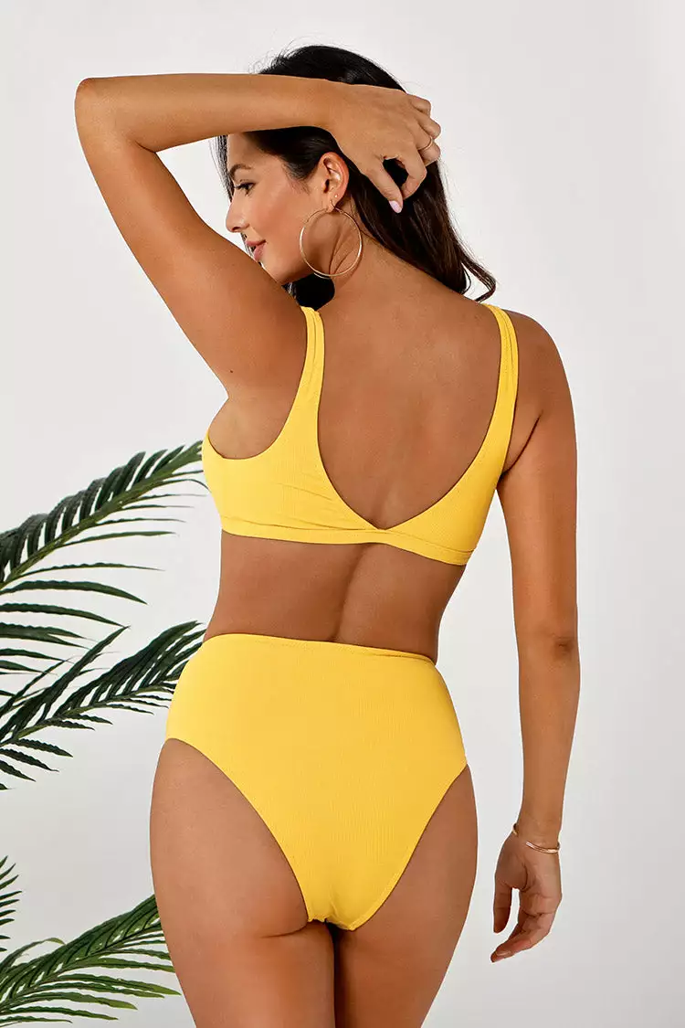 Cupshe Yellow Double V High Waisted Bikini 4 Cupshe Yellow Double V High Waisted Bikini - Image 4
