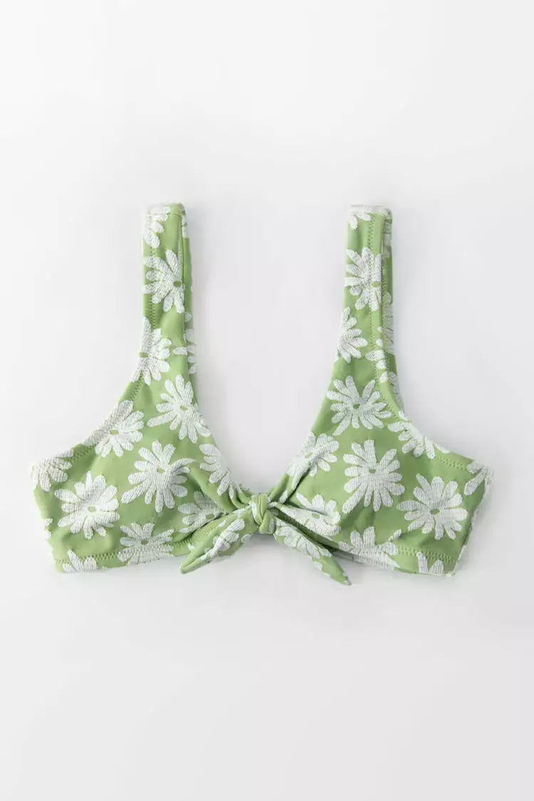 Cupshe Light Green Floral Knotted Tank Bikini Top 4 Cupshe Light Green Floral Knotted Tank Bikini Top - Image 4