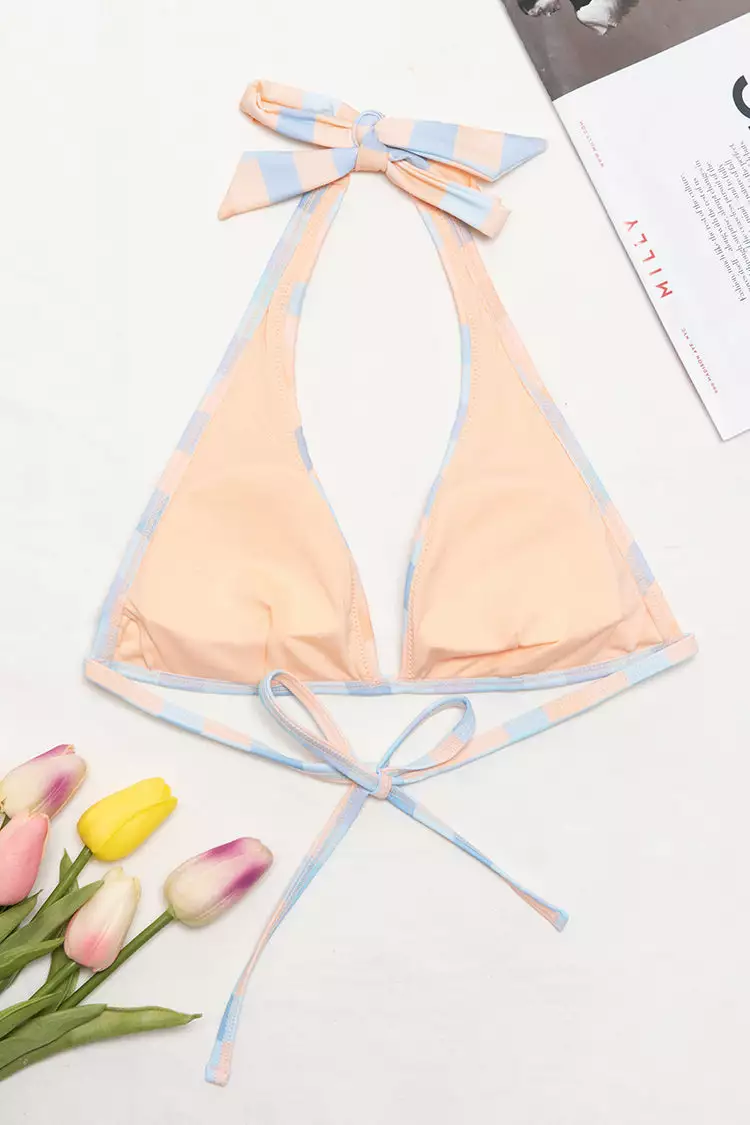 Cupshe Jaida Checkered Back Tie Halter Bikini Top 4 Cupshe Jaida Checkered Back Tie Halter Bikini Top - Image 4