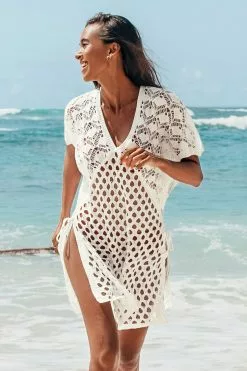 Cupshe Honeycomb Lace Up Tunic Cover Up