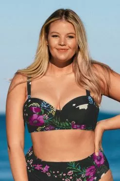 Cupshe Annabelle Floral Moulded Cup Plus Size Bikini Top