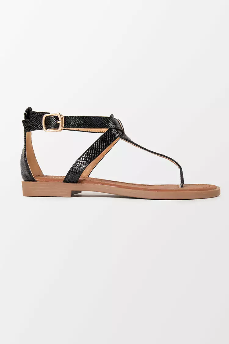 Cupshe Baja Black Open Toe Thong Strap Sandals 2 Cupshe Baja Black Open Toe Thong Strap Sandals - Image 2