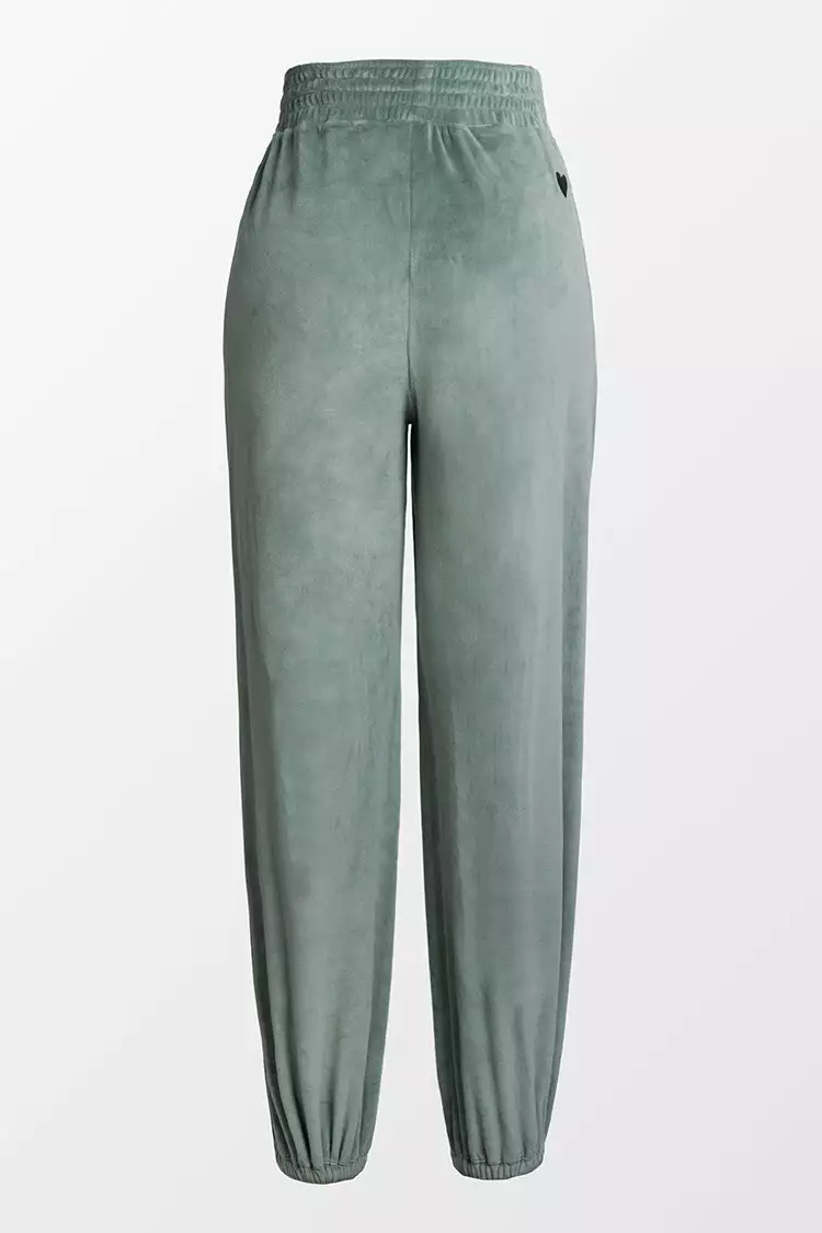 Cupshe Rosewood Green Elastic Waisted Carrot Sweatpants 3 Cupshe Rosewood Green Elastic Waisted Carrot Sweatpants - Image 3