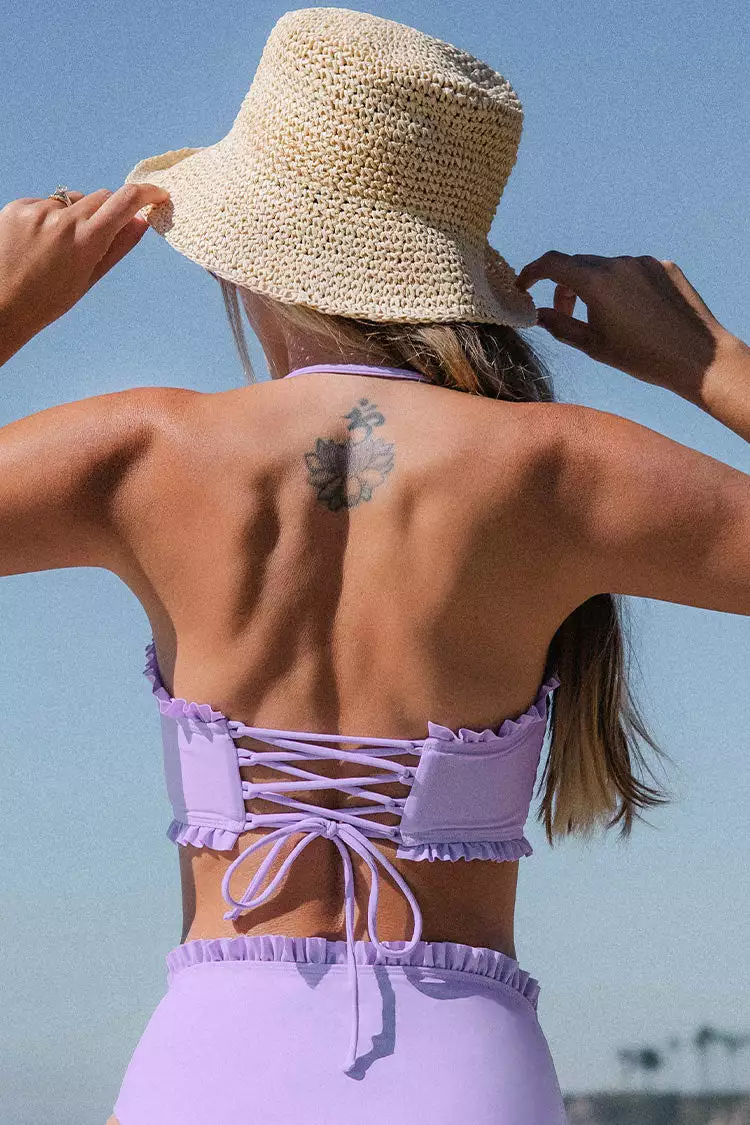 Cupshe Allyssa Halter Smocked Frill Bikini Top 2 Cupshe Allyssa Halter Smocked Frill Bikini Top - Image 2