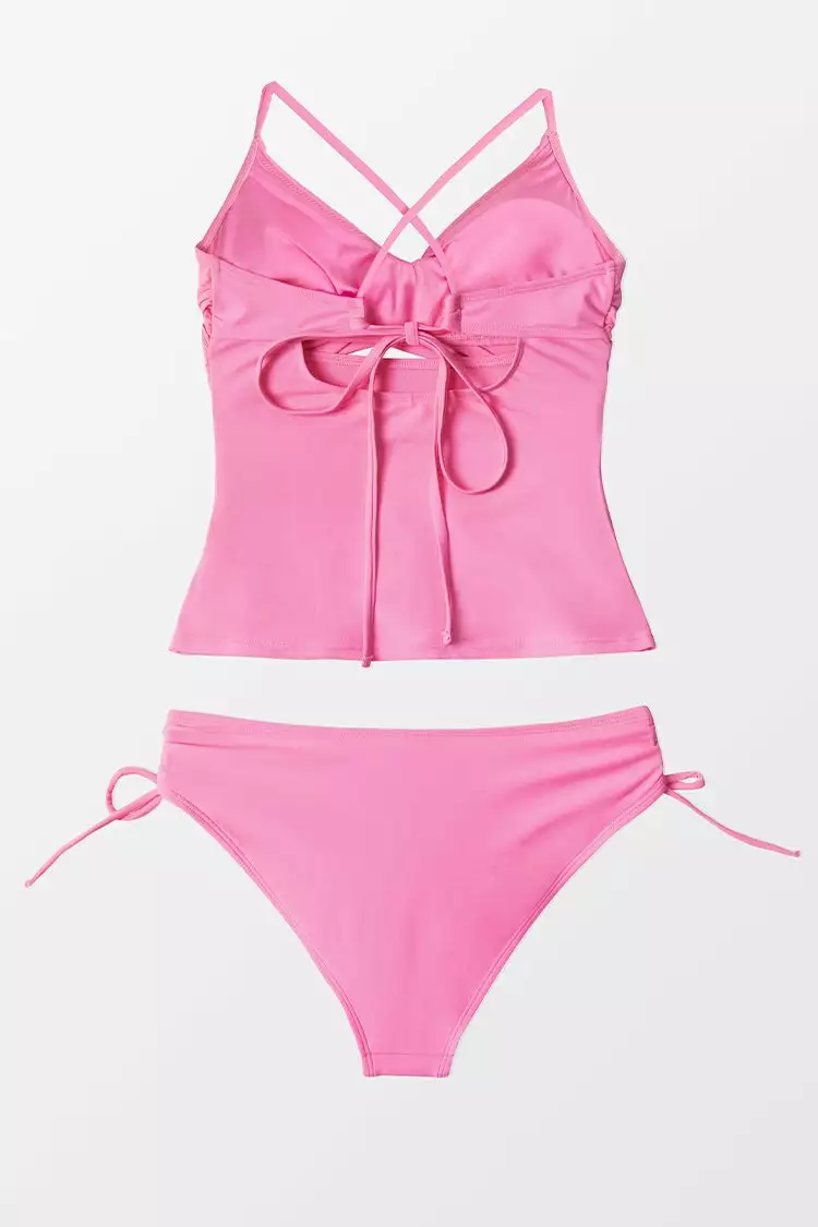 CUPSHE Tierra Wrap Criss Cross Side Tie Tankini 4 CUPSHE Tierra Wrap Criss Cross Side Tie Tankini - Image 4