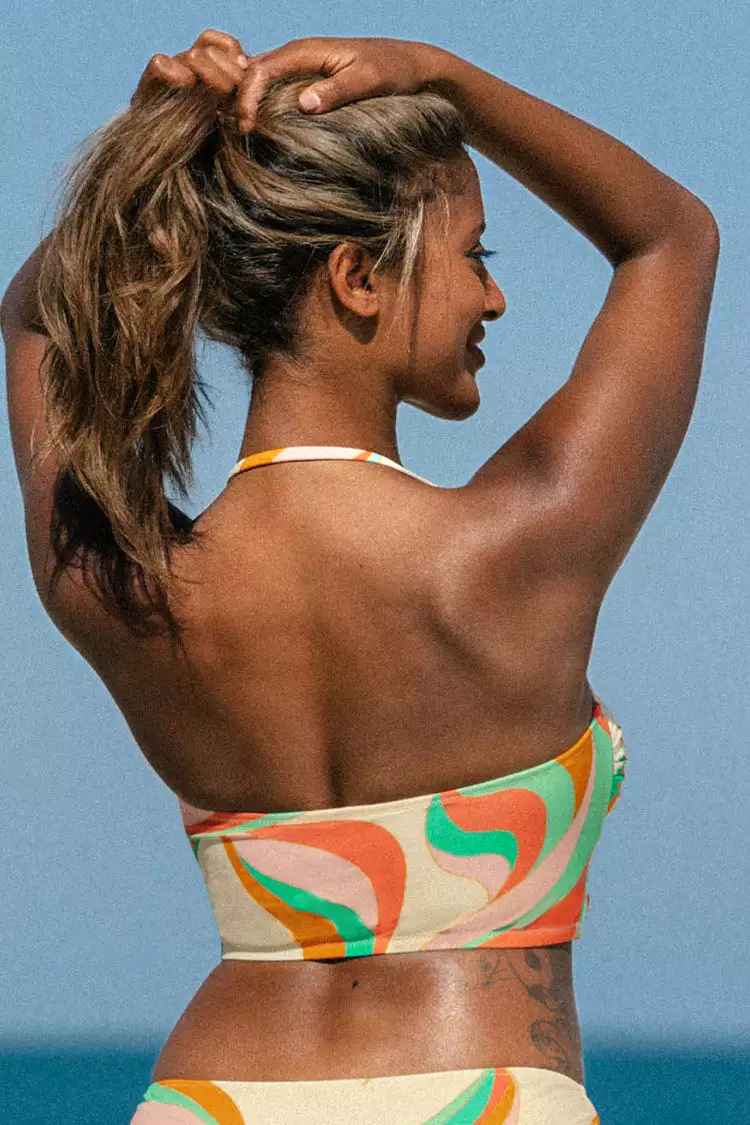 Cupshe Dancing Ribbon Removable Strap Bandeau Cropped Tankini Top 2 Cupshe Dancing Ribbon Removable Strap Bandeau Cropped Tankini Top - Image 2