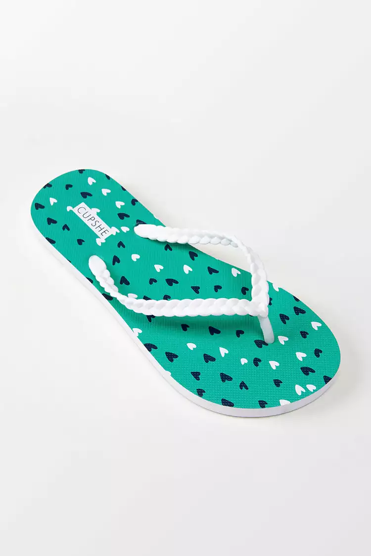 Cupshe Fizz Heart Print Flip Flops 2 Cupshe Fizz Heart Print Flip Flops - Image 2