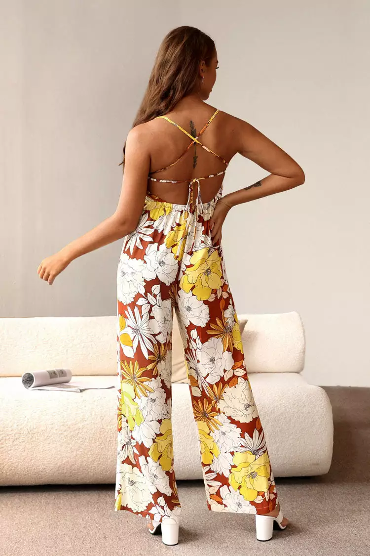 Cupshe Serenity Floral Elastic Waist Criss Cross Jumpsuit 2 Cupshe Serenity Floral Elastic Waist Criss Cross Jumpsuit - Image 2