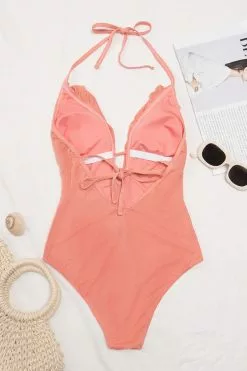 Cupshe Noelia Pink Halter Plunge Ruffle One Piece Swimsuit 7 Cupshe Noelia Pink Halter Plunge Ruffle One Piece Swimsuit -Deals Cupshe Store 2 4 6e3d8454 a6c5 4e04 968c 5df7924b83ea