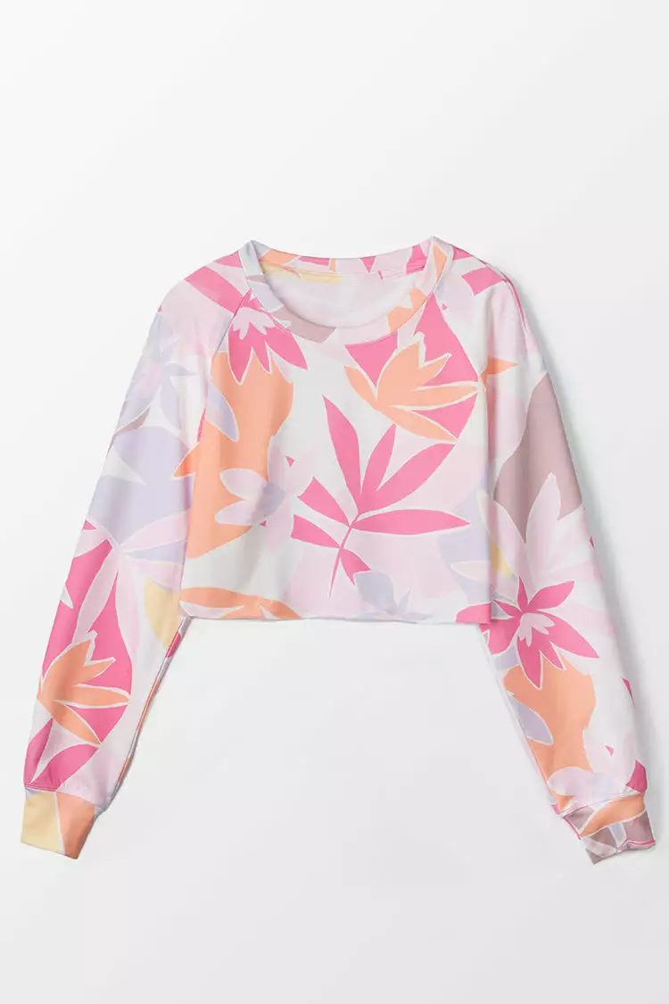 Cupshe Paradise Leaf Print Long Sleeve Crop Sweatshirt 2 Cupshe Paradise Leaf Print Long Sleeve Crop Sweatshirt - Image 2