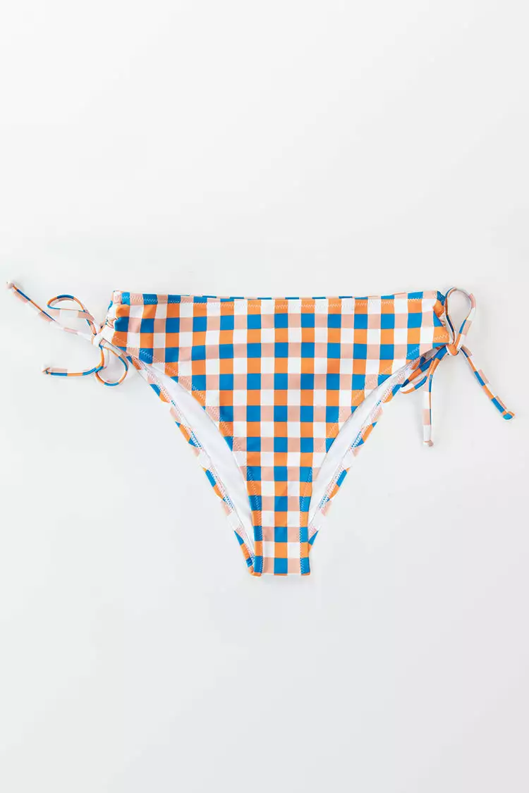 Cupshe Tricolored Plaid Side Drawstring Bikini Bottom 3 Cupshe Tricolored Plaid Side Drawstring Bikini Bottom - Image 3