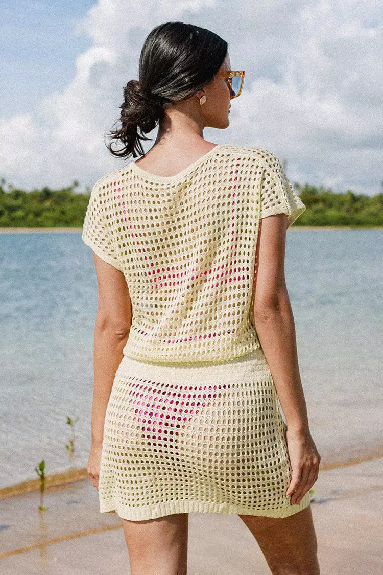 Cupshe Sonora V-neck Elastic Waist Crochet Cover Up 2 Cupshe Sonora V-neck Elastic Waist Crochet Cover Up - Image 2