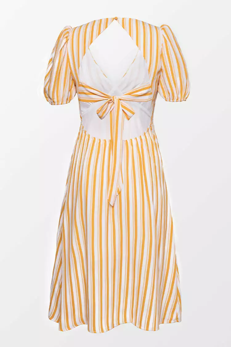 Cupshe Aubrielle Yellow Striped Tie Back Dress 5 Cupshe Aubrielle Yellow Striped Tie Back Dress - Image 5