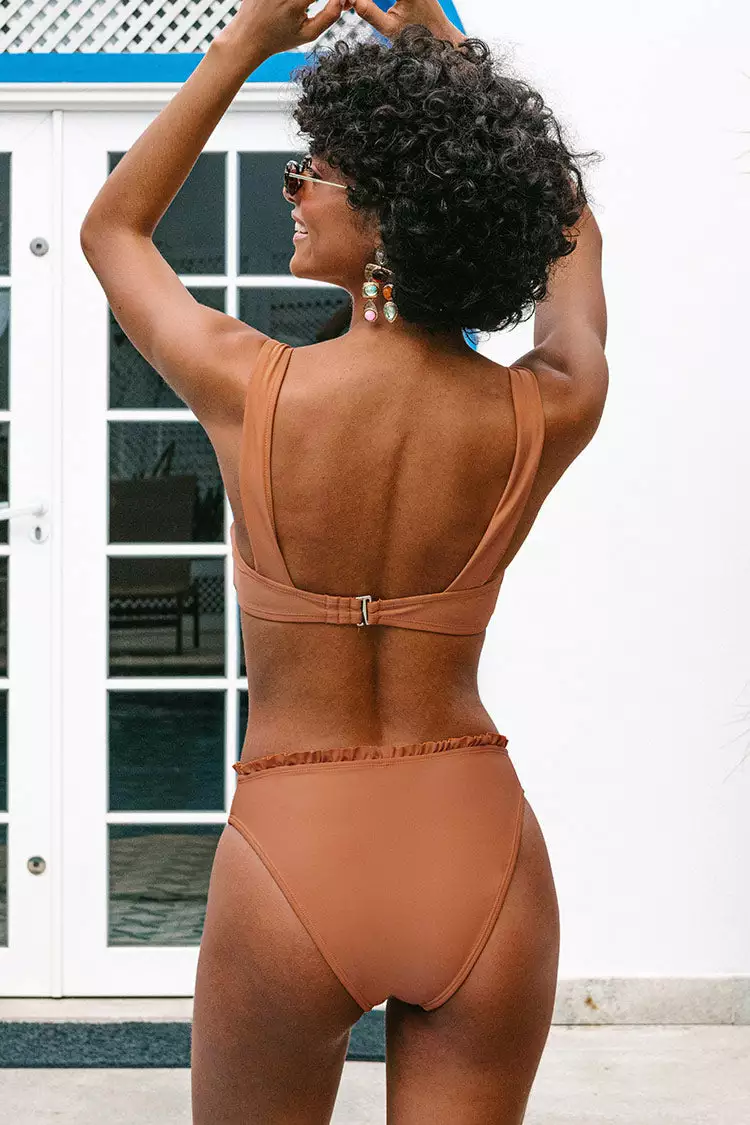 Cupshe Raw Sienna Knot Front High Waist Bikini 2 Cupshe Raw Sienna Knot Front High Waist Bikini - Image 2
