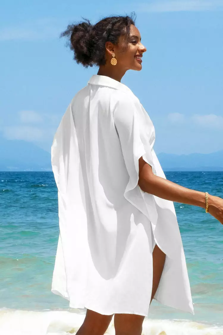 Cupshe Nala White Button Front Shirt Kimono 2 Cupshe Nala White Button Front Shirt Kimono - Image 2