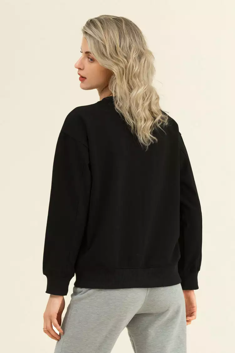 Cupshe Hibernate Black Crewneck Sweatshirt 2 Cupshe Hibernate Black Crewneck Sweatshirt - Image 2