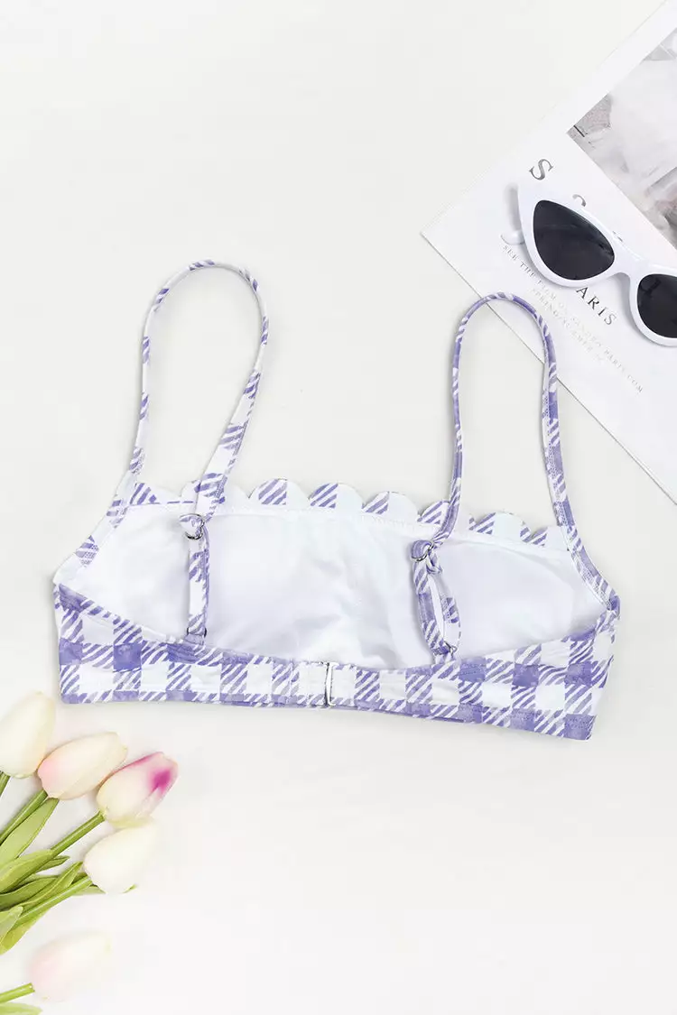 Cupshe Summertime Gingham Scalloped Bralette Bikini Top 4 Cupshe Summertime Gingham Scalloped Bralette Bikini Top - Image 4