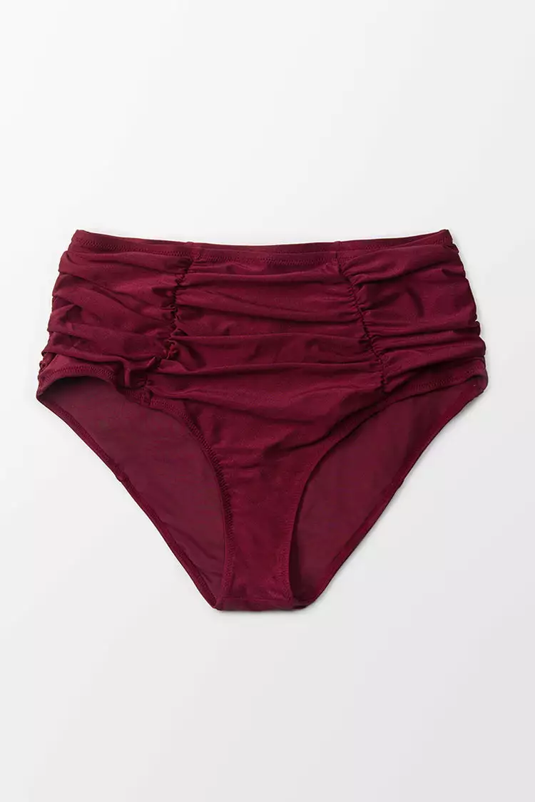 Cupshe Saige Ruched High Waisted Plus Size Bikini Bottom 3 Cupshe Saige Ruched High Waisted Plus Size Bikini Bottom - Image 3