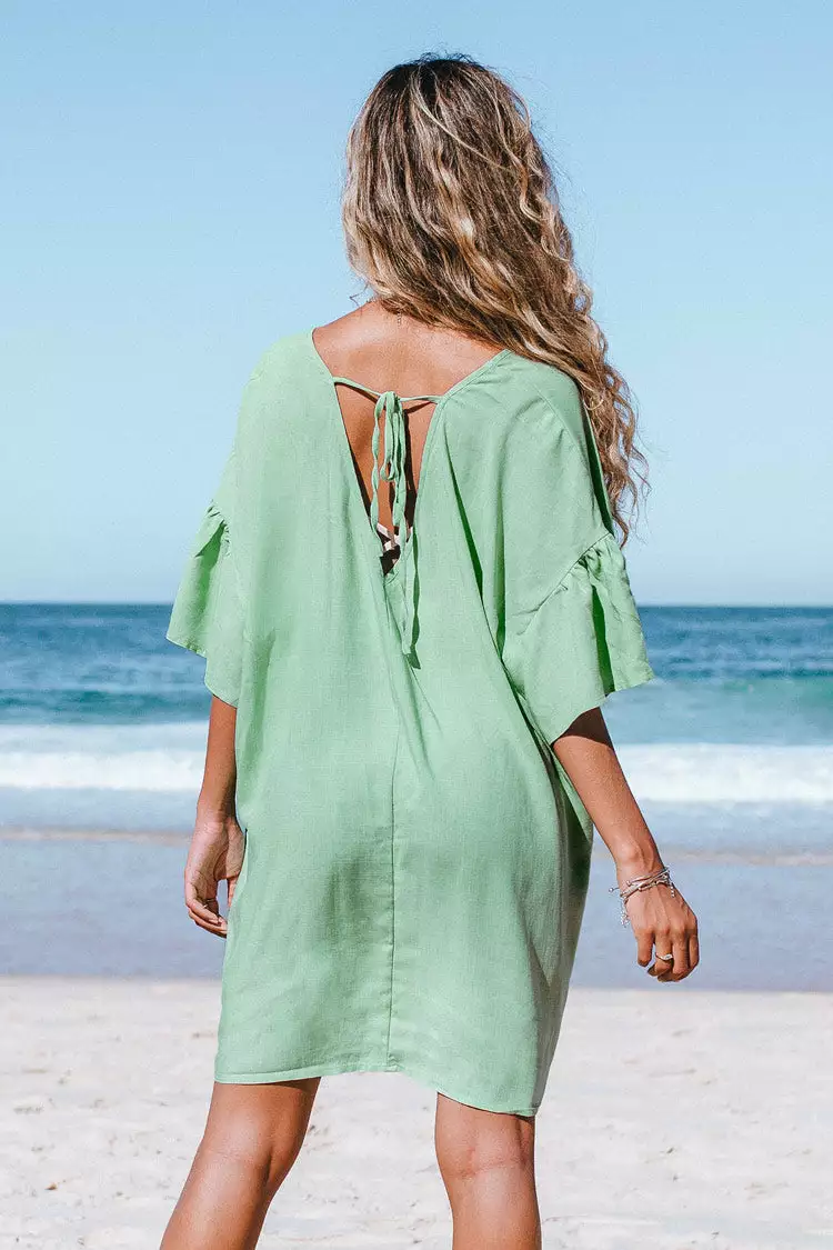 Cupshe Arden Light Green V-neck T Shirt Dress 2 Cupshe Arden Light Green V-neck T Shirt Dress - Image 2