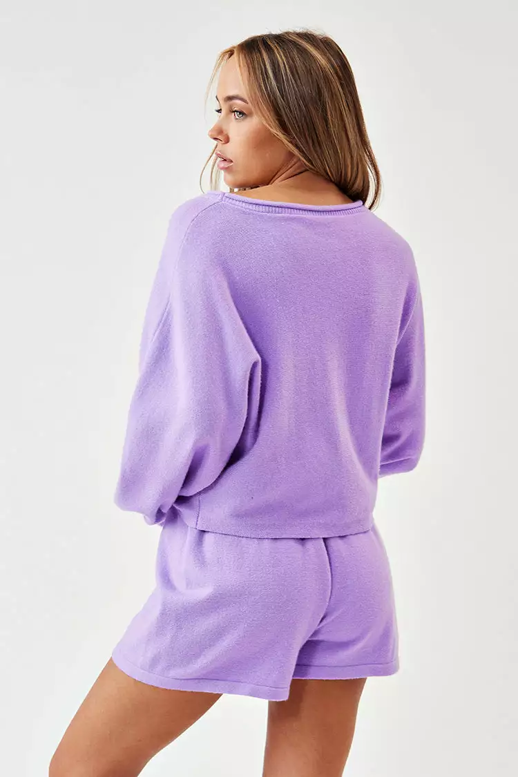 Cupshe Daisie Purple Top And Drawstring Shorts Set 2 Cupshe Daisie Purple Top And Drawstring Shorts Set - Image 2