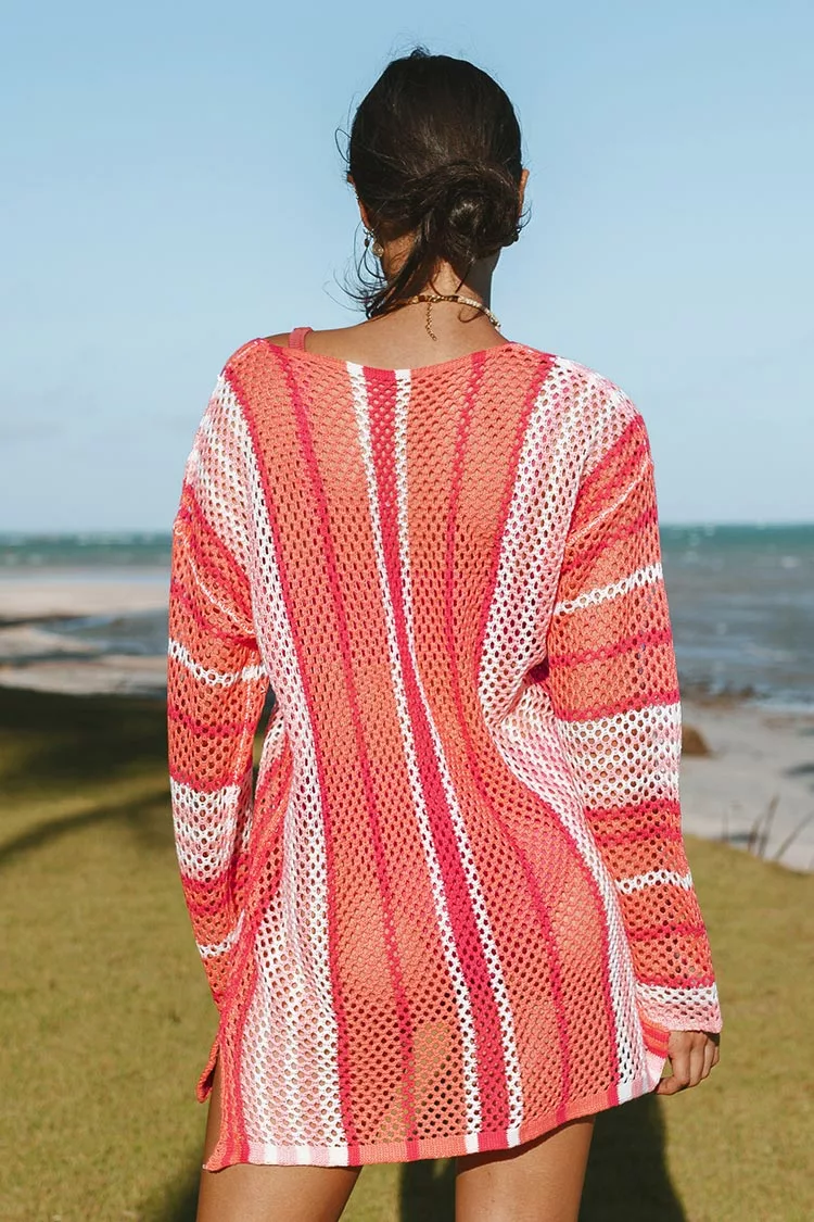 Cupshe Fernandina Stripe Crochet V-neck Cover Up 2 Cupshe Fernandina Stripe Crochet V-neck Cover Up - Image 2