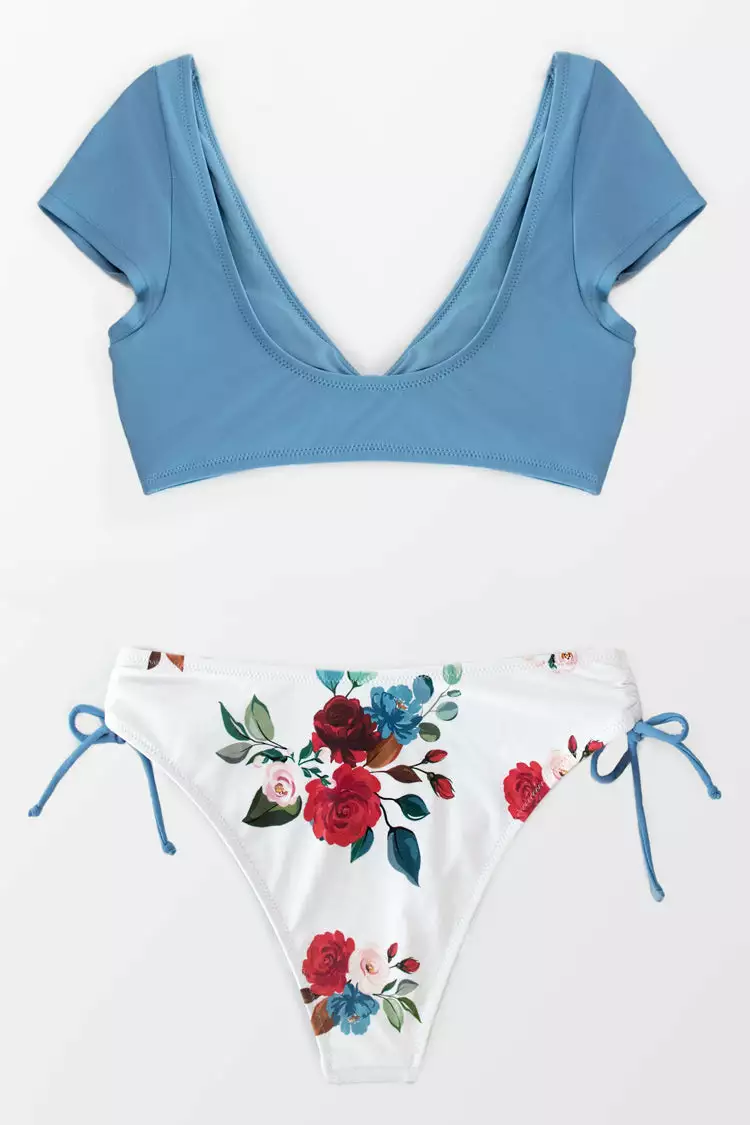 Cupshe Knotted Cap Sleeves Drawstring Bikini 2 Cupshe Knotted Cap Sleeves Drawstring Bikini - Image 2