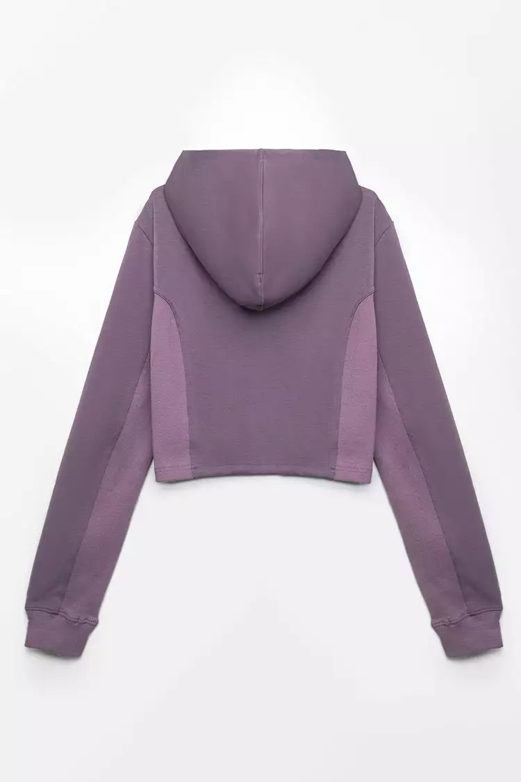 Cupshe Silver Star Zipper Front Drawstring Crop Hoodie 3 Cupshe Silver Star Zipper Front Drawstring Crop Hoodie - Image 3