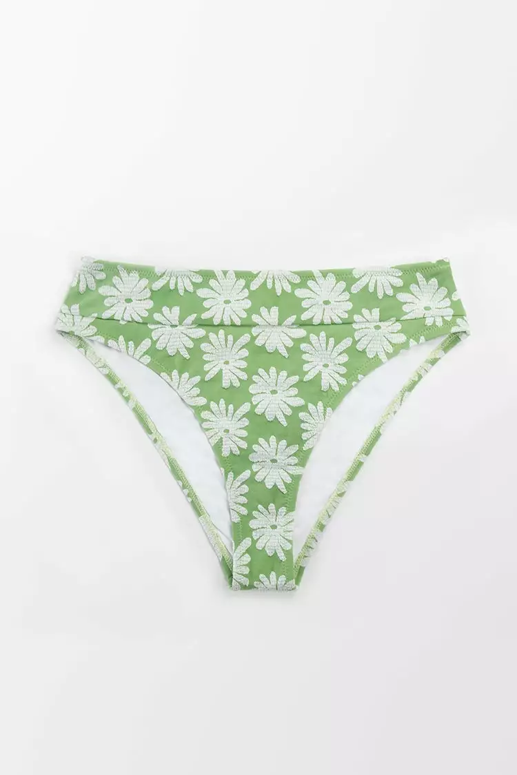 Cupshe Light Green Floral High Waisted Bikini Bottom 3 Cupshe Light Green Floral High Waisted Bikini Bottom - Image 3