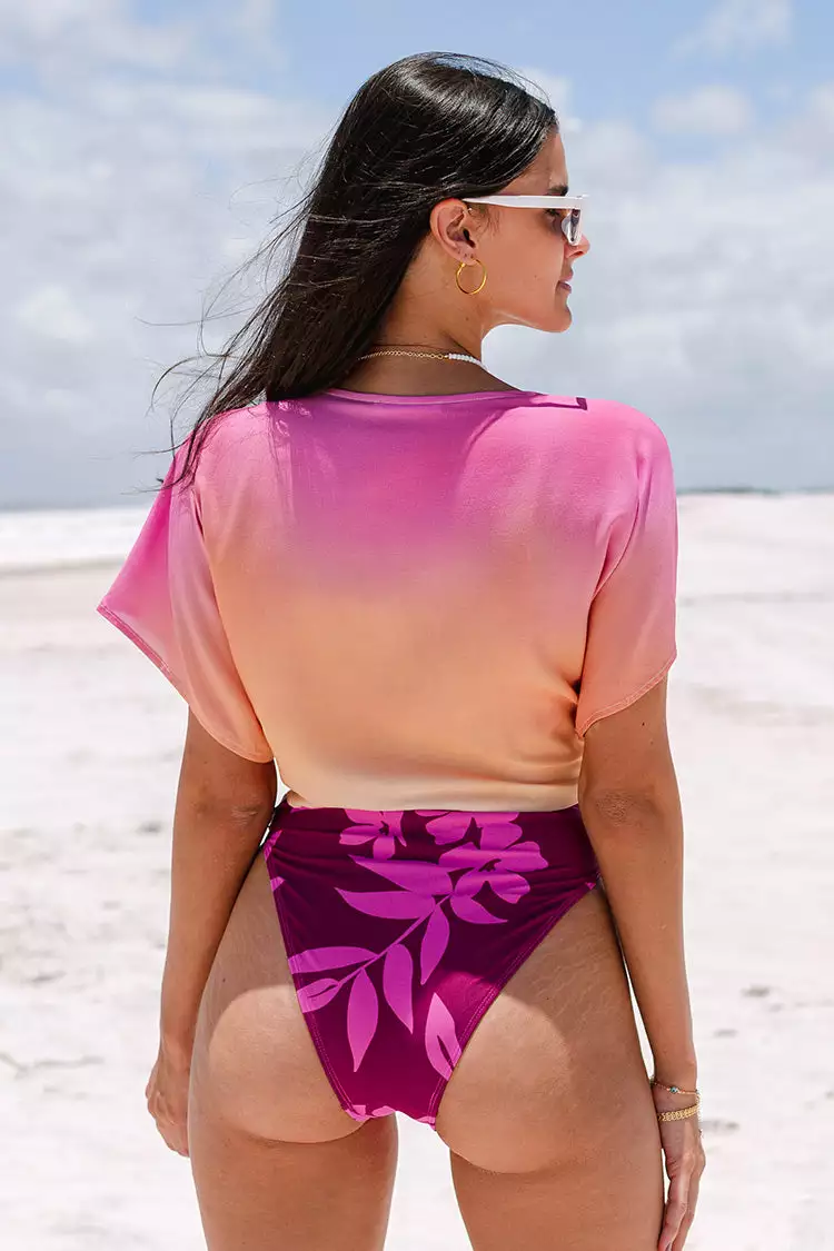 Cupshe Summerslate Tie Waist Ombre Crop Cover Up Top 2 Cupshe Summerslate Tie Waist Ombre Crop Cover Up Top - Image 2