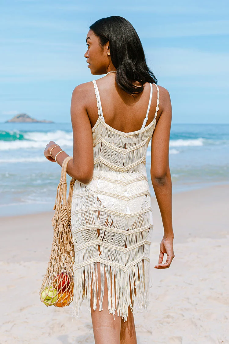 Cupshe Tyler Crochet Tassel Slip Cover Up 2 Cupshe Tyler Crochet Tassel Slip Cover Up - Image 2