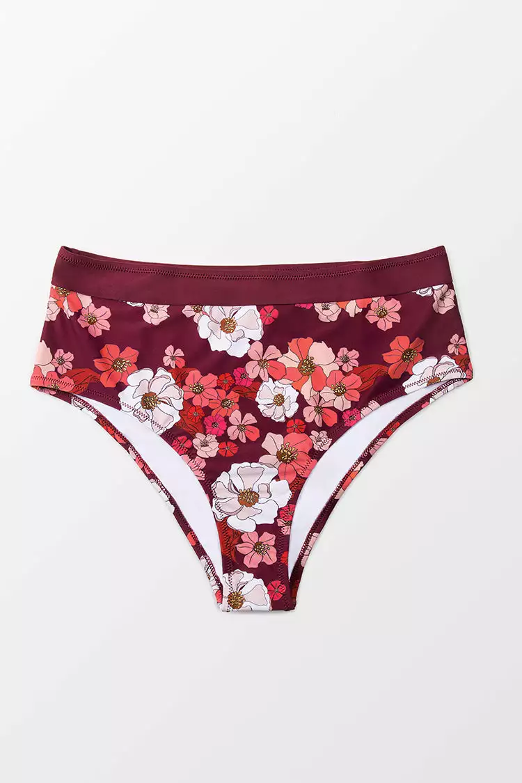 Cupshe Quinn Floral High Waisted Plus Size Bikini Bottom 3 Cupshe Quinn Floral High Waisted Plus Size Bikini Bottom - Image 3