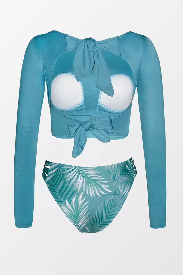 Cupshe Justine Tropical Back Knot Long Sleeve Tankini 4 Cupshe Justine Tropical Back Knot Long Sleeve Tankini - Image 4