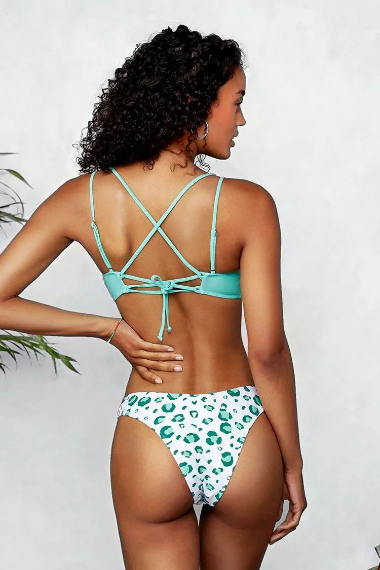 Cupshe Light Green and Leopard Lace Up Bikini 2 Cupshe Light Green and Leopard Lace Up Bikini - Image 2