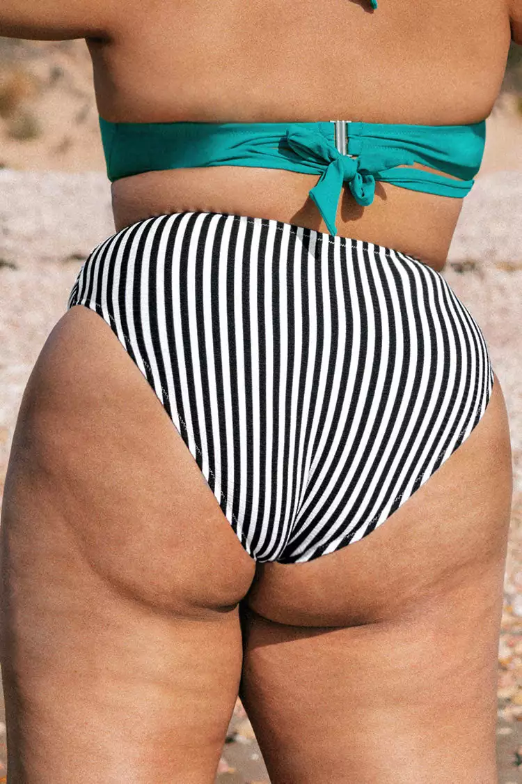 Cupshe Chaya Striped Ruched Plus Size Bikini Bottom 2 Cupshe Chaya Striped Ruched Plus Size Bikini Bottom - Image 2