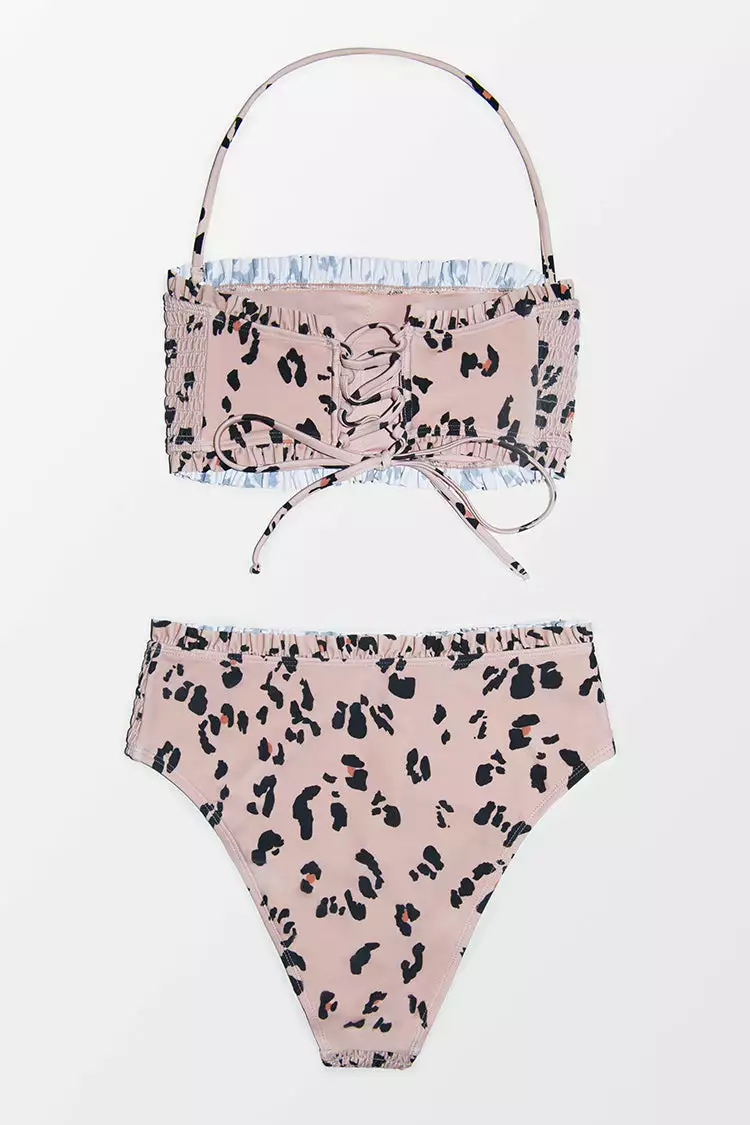 Cupshe Lesley Leopard Smocked Lace Up Bikini 5 Cupshe Lesley Leopard Smocked Lace Up Bikini - Image 5