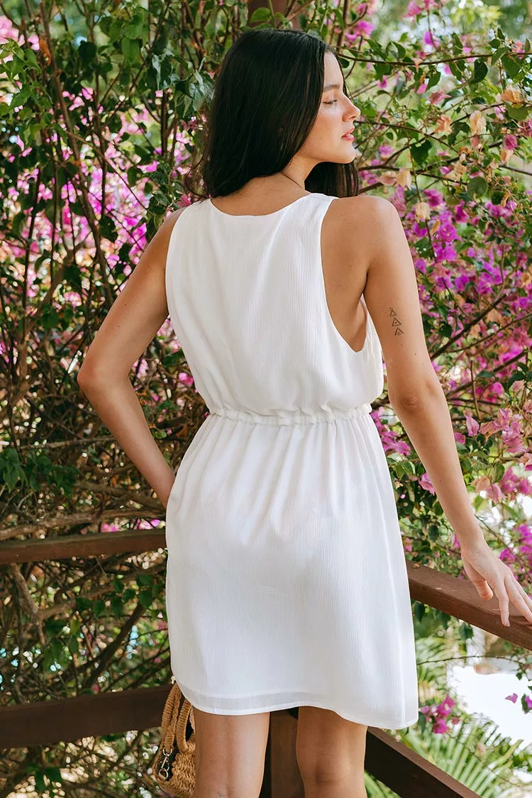 Cupshe Courtney White V-neck Waist Tie Dress 2 Cupshe Courtney White V-neck Waist Tie Dress - Image 2