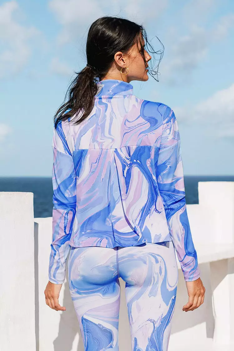 Cupshe Spring Fling Marble Zipper Front Sweatshirt 2 Cupshe Spring Fling Marble Zipper Front Sweatshirt - Image 2