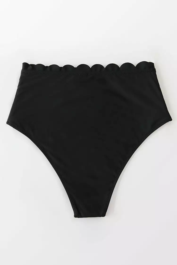 Cupshe Black Scalloped High Waisted Bikini Bottom 4 Cupshe Black Scalloped High Waisted Bikini Bottom - Image 4